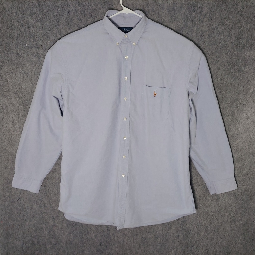 Ralph Lauren Men Cotton Button Down Shirt 2XL Tall Blue Oxford Pony Long Sleeve